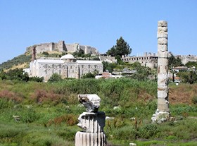 The remains of the Temple of Artemis near the modern town of Selçuk, Turkey